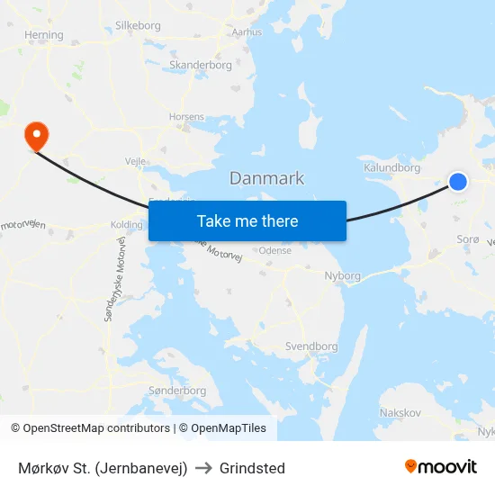 Mørkøv St. (Jernbanevej) to Grindsted map