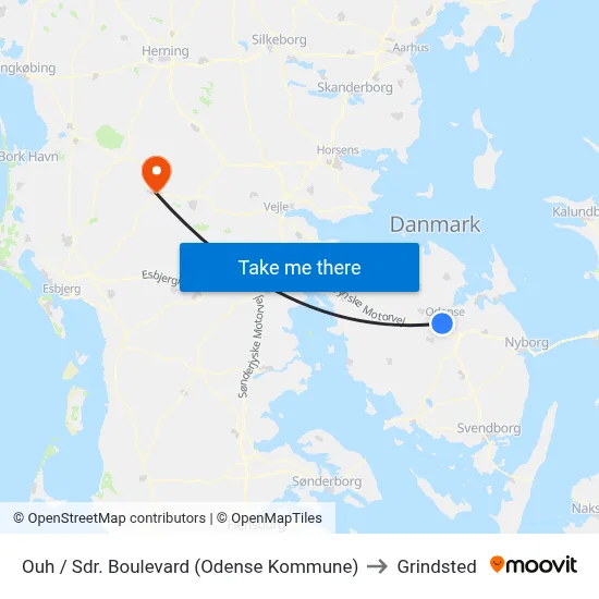 Ouh / Sdr. Boulevard (Odense Kommune) to Grindsted map