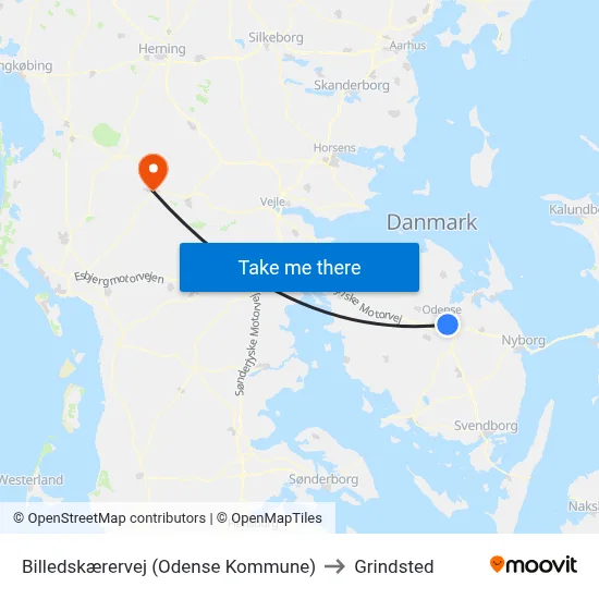 Billedskærervej (Odense Kommune) to Grindsted map
