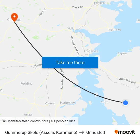 Gummerup Skole (Assens Kommune) to Grindsted map