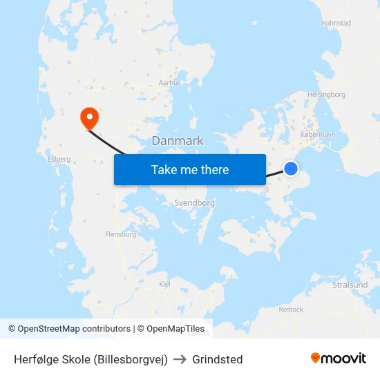 Herfølge Skole (Billesborgvej) to Grindsted map