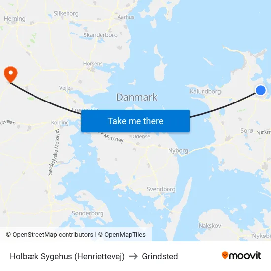Holbæk Sygehus (Henriettevej) to Grindsted map