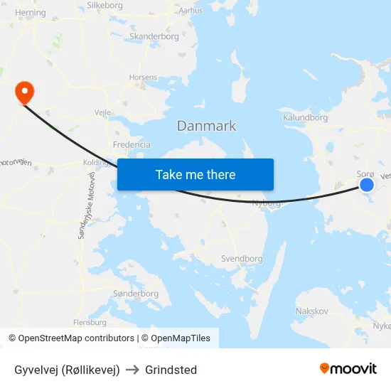 Gyvelvej (Røllikevej) to Grindsted map