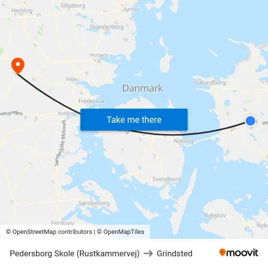 Pedersborg Skole (Rustkammervej) to Grindsted map