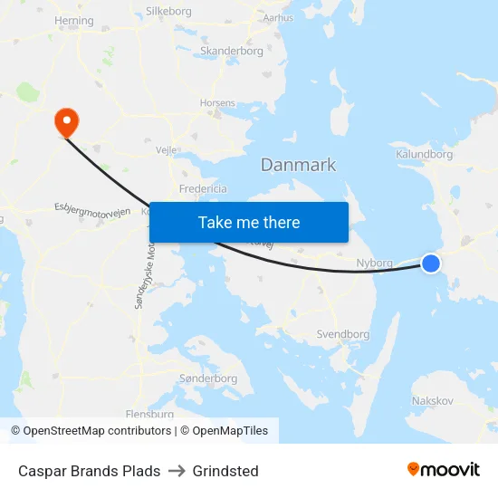 Caspar Brands Plads to Grindsted map