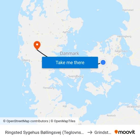 Ringsted Sygehus Bøllingsvej (Teglovnsvej) to Grindsted map