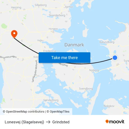 Lonesvej (Slagelsevej) to Grindsted map