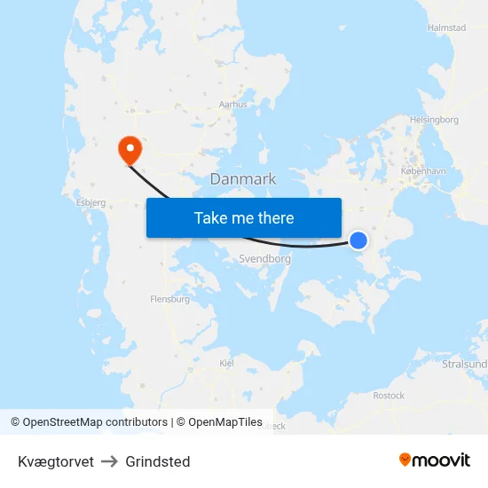 Kvægtorvet to Grindsted map