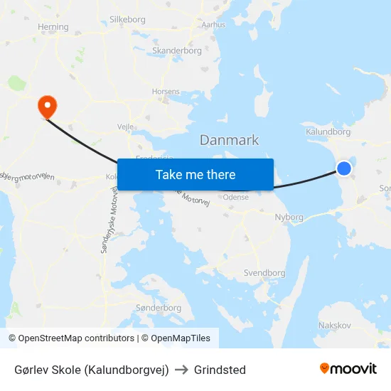 Gørlev Skole (Kalundborgvej) to Grindsted map