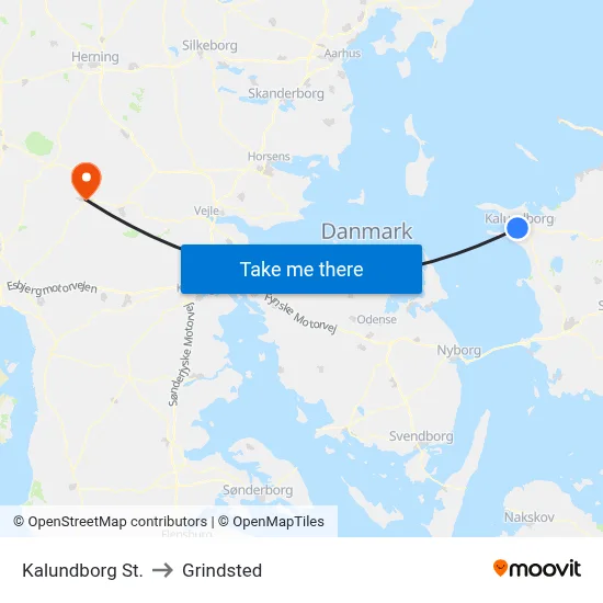 Kalundborg St. to Grindsted map