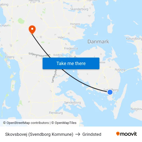 Skovsbovej (Svendborg Kommune) to Grindsted map