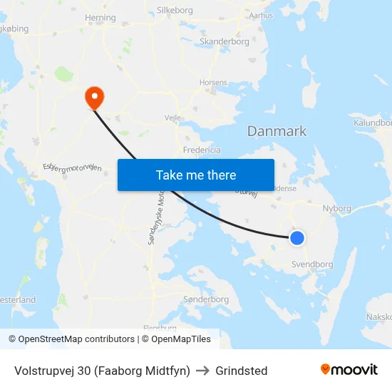 Volstrupvej 30 (Faaborg Midtfyn) to Grindsted map