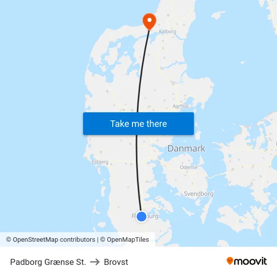 Padborg Grænse St. to Brovst map