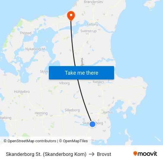 Skanderborg St. (Skanderborg Kom) to Brovst map