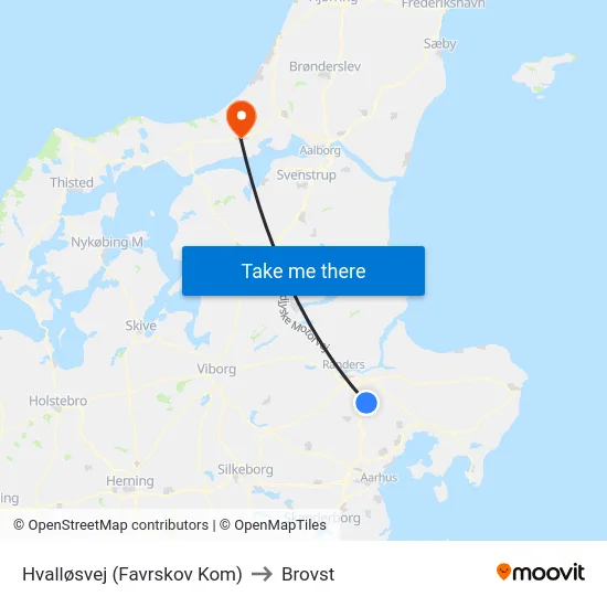 Hvalløsvej (Favrskov Kom) to Brovst map