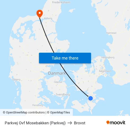 Parkvej Ovf Mosebakken (Parkvej) to Brovst map