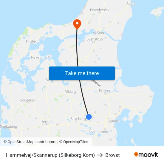 Hammelvej/Skannerup (Silkeborg Kom) to Brovst map