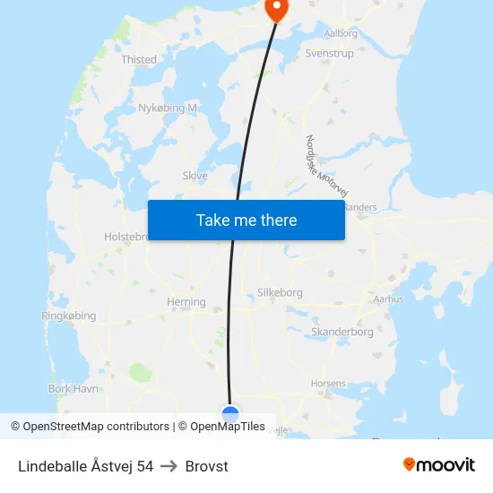 Lindeballe Åstvej 54 to Brovst map
