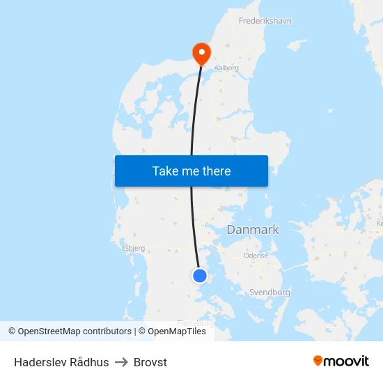 Haderslev Rådhus to Brovst map