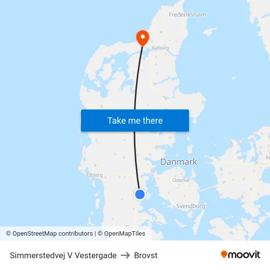 Simmerstedvej V Vestergade to Brovst map