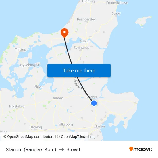 Stånum (Randers Kom) to Brovst map