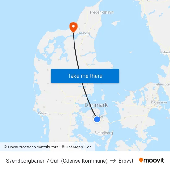 Svendborgbanen / Ouh (Odense Kommune) to Brovst map