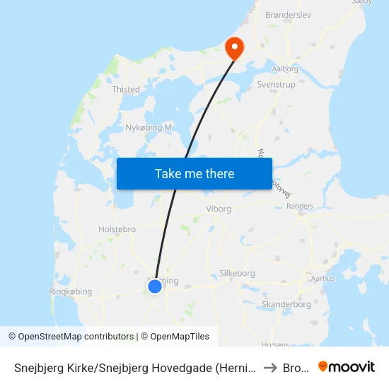 Snejbjerg Kirke/Snejbjerg Hovedgade (Herning Kom) to Brovst map