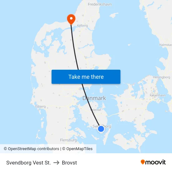 Svendborg Vest St. to Brovst map