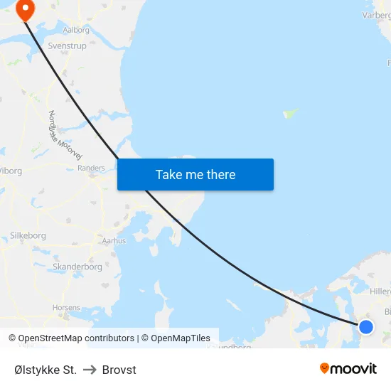 Ølstykke St. to Brovst map