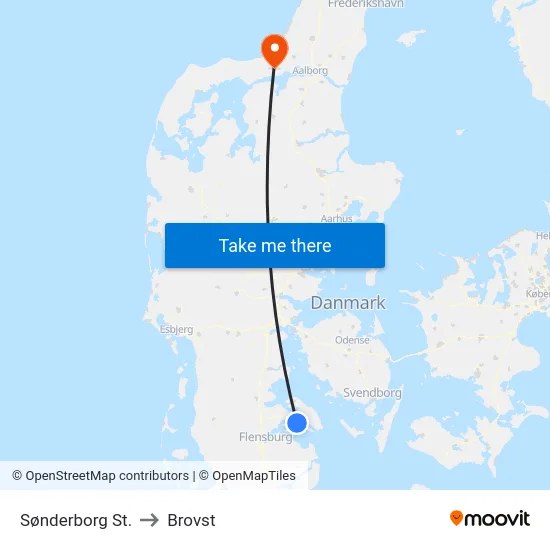 Sønderborg St. to Brovst map