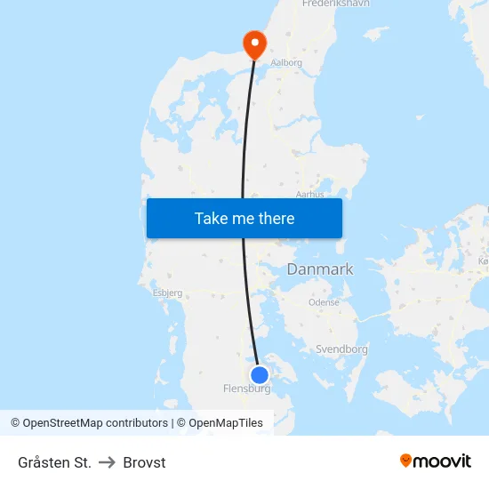 Gråsten St. to Brovst map