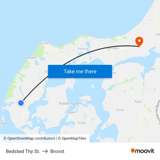 Bedsted Thy St. to Brovst map