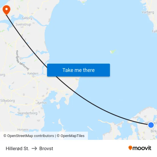 Hillerød St. to Brovst map