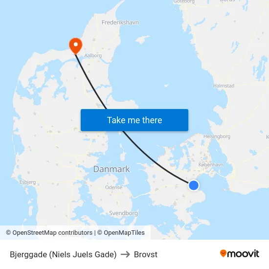 Bjerggade (Niels Juels Gade) to Brovst map