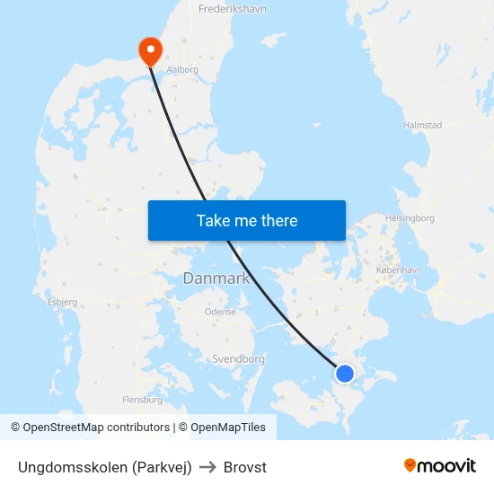 Ungdomsskolen (Parkvej) to Brovst map