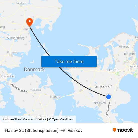 Haslev St. (Stationspladsen) to Risskov map