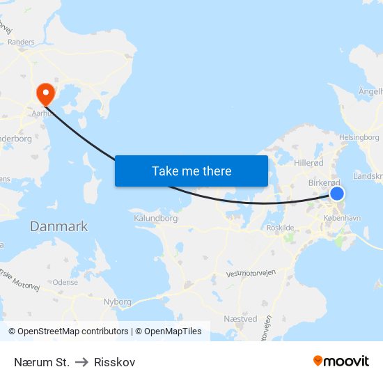 Nærum St. to Risskov map