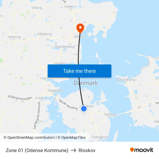 Zone 01 (Odense Kommune) to Risskov map