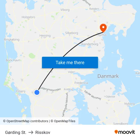 Gørding St. to Risskov map