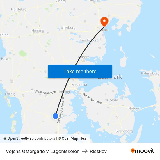 Vojens Østergade V Lagoniskolen to Risskov map