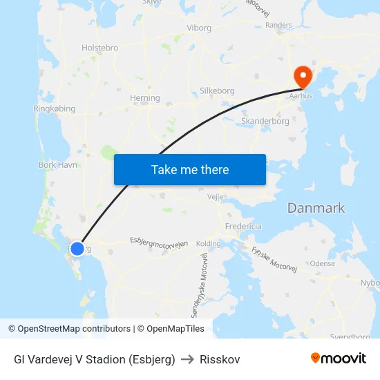 Gl Vardevej V Stadion (Esbjerg) to Risskov map