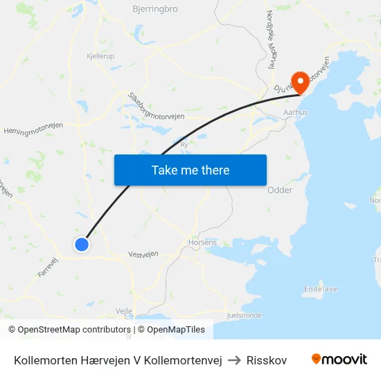 Kollemorten Hærvejen V Kollemortenvej to Risskov map