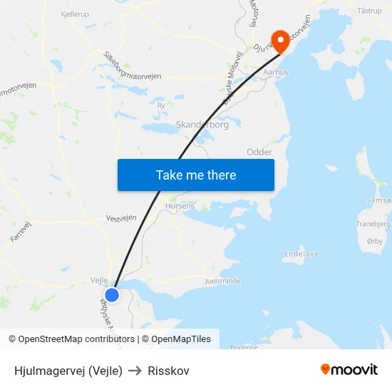Hjulmagervej (Vejle) to Risskov map