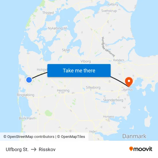 Ulfborg St. to Risskov map