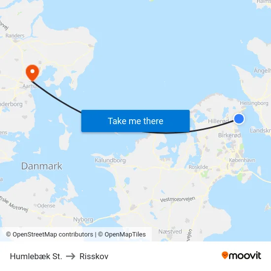 Humlebæk St. to Risskov map