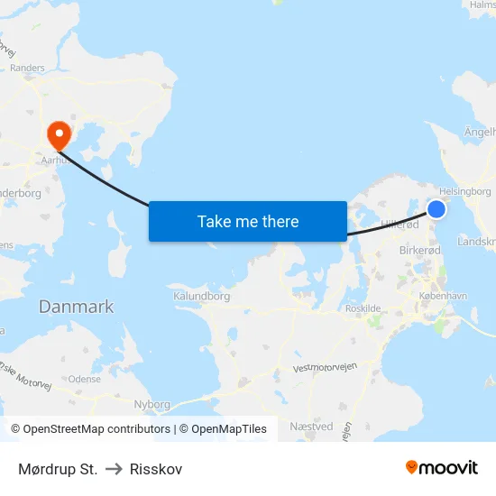 Mørdrup St. to Risskov map