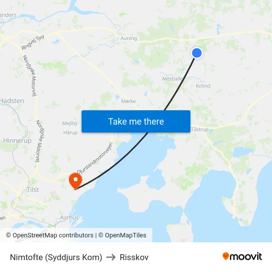 Nimtofte (Syddjurs Kom) to Risskov map