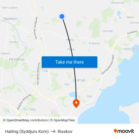 Halling (Syddjurs Kom) to Risskov map