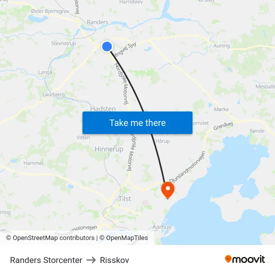 Randers Storcenter to Risskov map