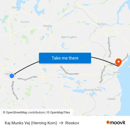 Kaj Munks Vej (Herning Kom) to Risskov map